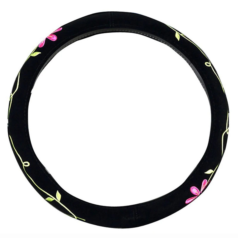 

Automotive Women Embroidery Cute Car Steering Wheel Cover (Twin Flowers)