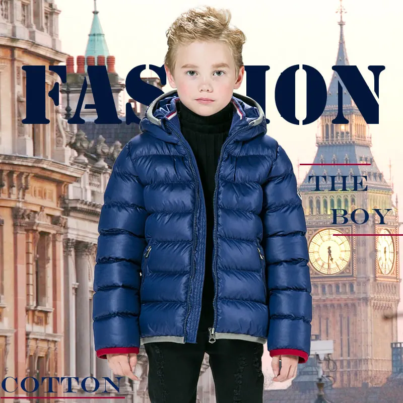 

ChildDkivy Boys Solid Winter Parkas 2015 New Fashion Zipper Warm Jacket for 4-12 Years Children Kids Hooded Snowsuit Coat