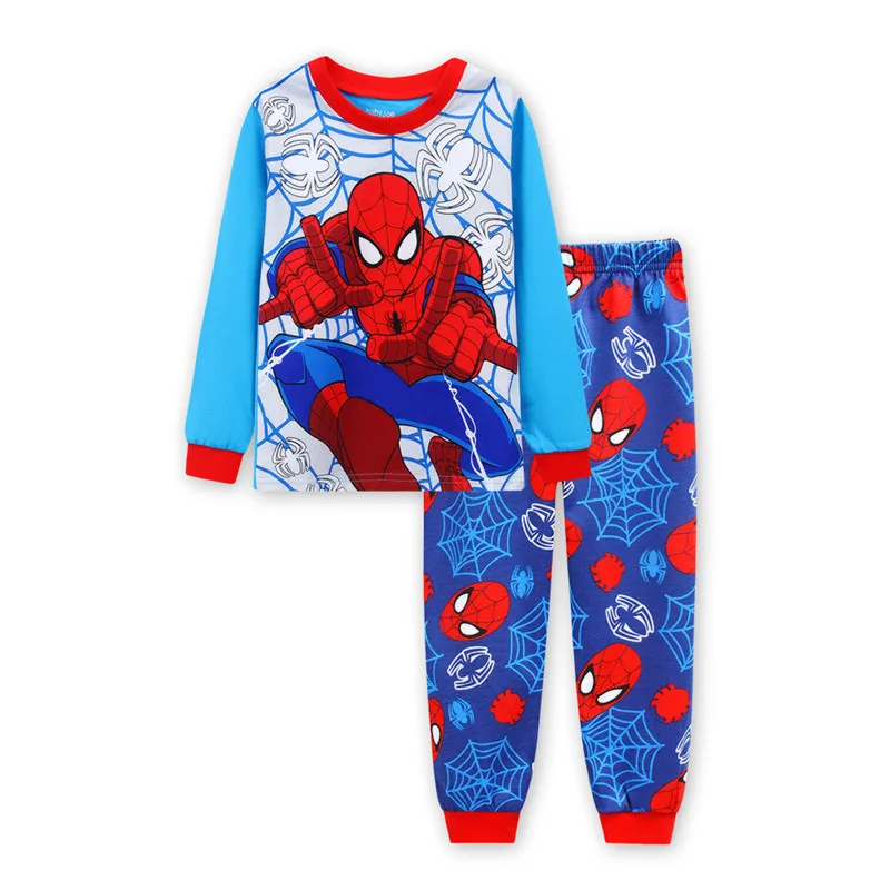 Комплект одежды для маленьких мальчиков и девочек, супергерой паук-Man, футболка с длинными рукавами и штаны, костюмы, пижамы, одежда для сна, ночная рубашка с мультяшным принтом