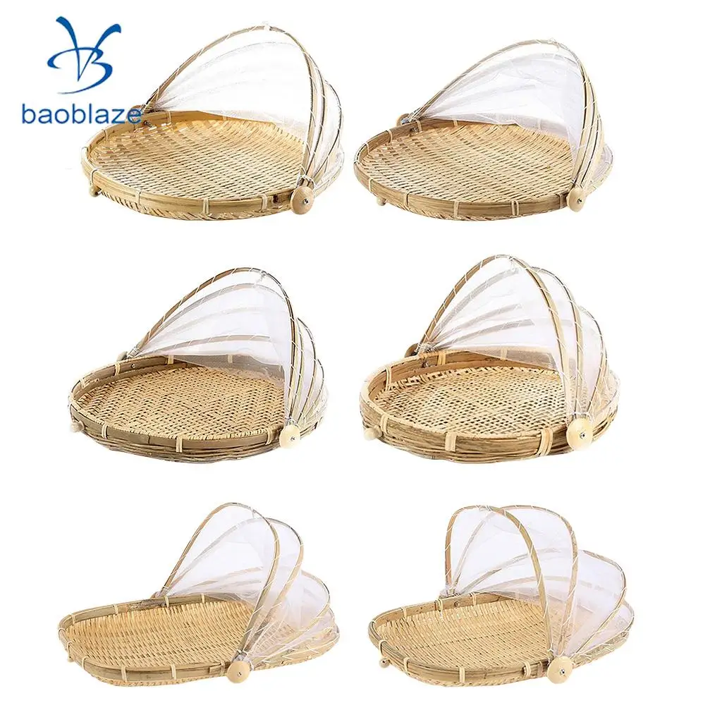 Bamboo Serving Food Tent Basket Hand Woven Fruit Baskets Storage 6 Designs