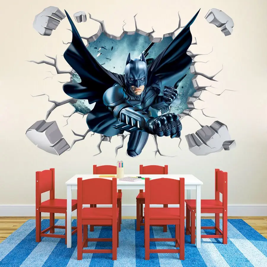 Мультфильм фильмы Бэтмен Искусство Виниловые наклейки на стену наклейки Детская комната Декор Съемный