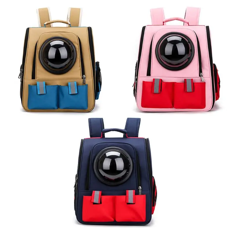 

1Pc Patchwork Pet Carrier Backpack Lots of Breathable Holes for Dogs and Cats Nylon Pink Blue Khaki