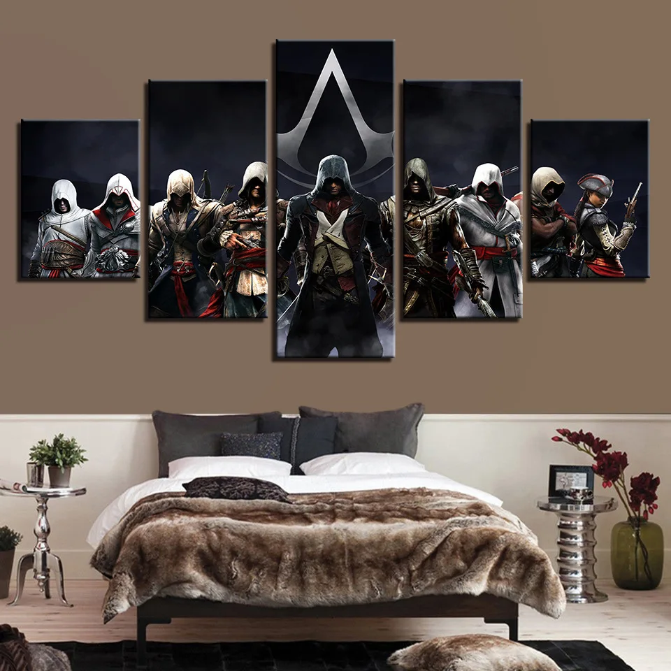 

Canvas Paintings Assassins Creed Multiple Connor War 3 Wall Art Framework Home Decor 5 Pieces Print Decorative Picture Room