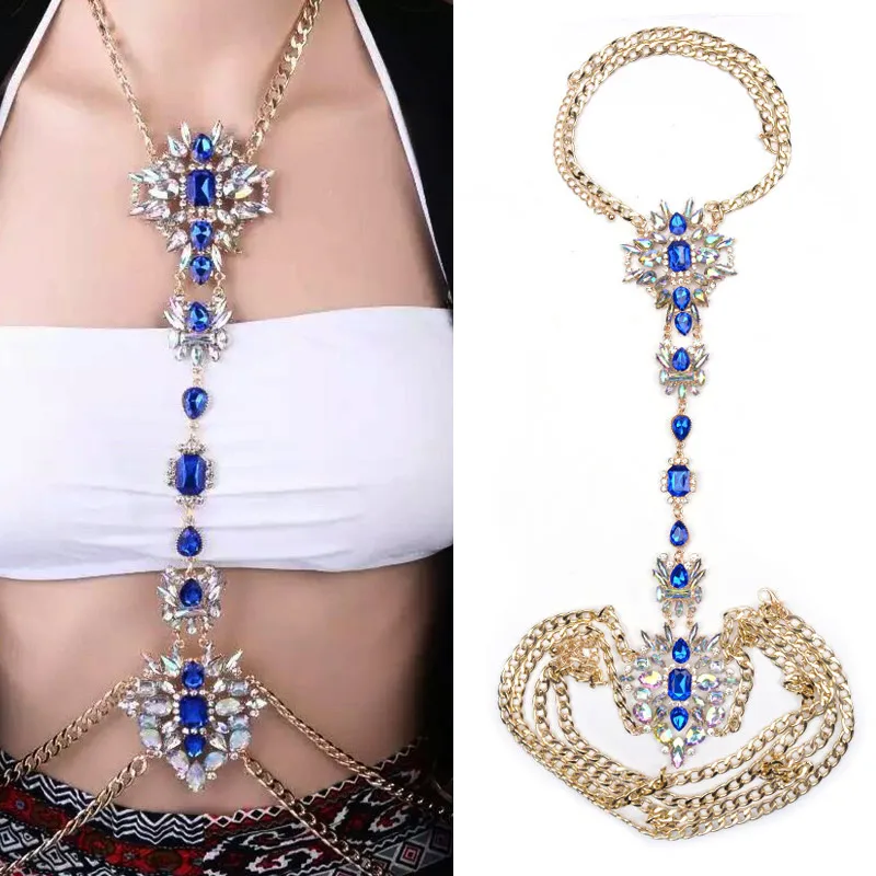 Fashion Bohemian Multicolor Rhinestone Choker Maxi Necklace Body