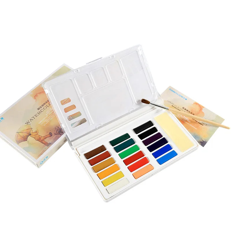 Watercolor Paint Solid Water Color Pigment 12/18 Colors Watercolor Paint Acuarelas Profesionales Palette Brush Pen Art Supplies