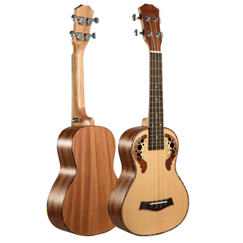 23 inch Ukulele concert Hawaiian guitar Ingman Spruce Panel Grape hole Electric Ukelele with Pickup EQ Musical Instruments