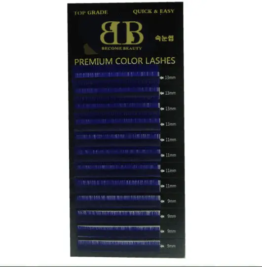 

0.07mm 0.10mm 0.15mmSuper quality mixed length blue color tray lash for eyelash extensions BECOME BEAUTY lashes free shipping