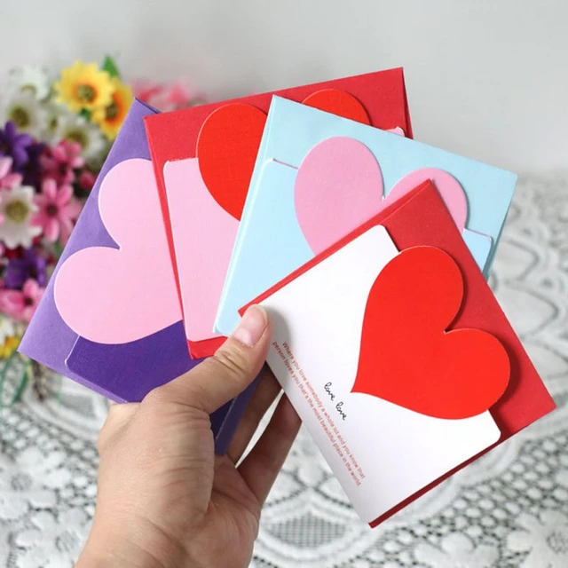 Carte de Voeux avec Broche Coeur With Love et Enveloppe, Carte  d'anniversaire, La