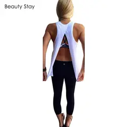 BeautyStay Для женщин Лето Упражнение рубашки без рукавов топы Вернуться Разделение быстросохнущая выдалбливают Свободные дышащие пляжные