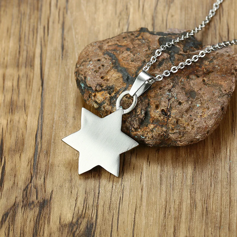 Меган Звезда Давида с крест ожерелье мужское кулон из нержавеющей стали серебряного цвета Панк еврейские ювелирные изделия