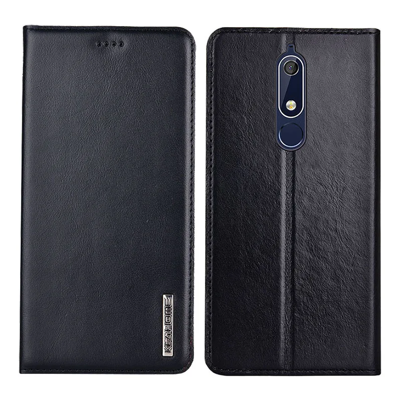 

for Nokia 5.1 Case Flip Genuine Leather Soft Silicon Back Cover for Nokia 5.1 Cases