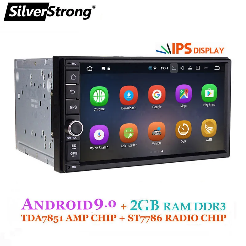 Online SilverStrong Android9.0 coche DVD 2Din Universal DSP android IPS panel OctaCore GPS del coche 7 pulgadas auto Radio estéreo Navi
