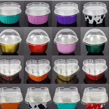 50 шт торт чашки/луна упаковка для тортов Лотки/алюминиевая фольга торт коробка с крышкой