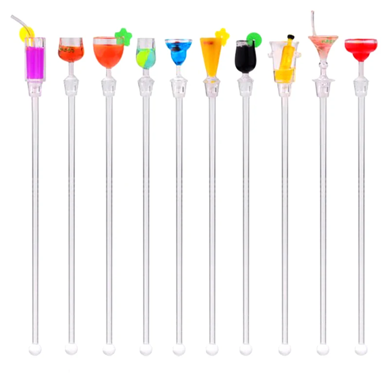 

10 pcs/set 23cm Cocktail Drink Mixer Bar Puddler Muddler Stirring Mixing sticks Ladle Stirrer Swizzle Sticks Cocktail Picks
