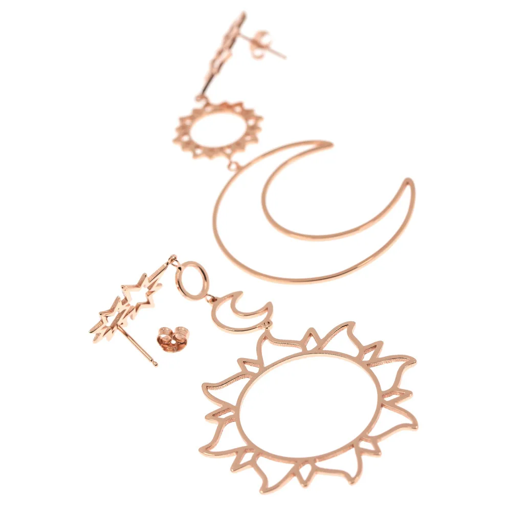 Новинка, золотые/серебряные Роскошные модные женские богемные серьги в форме звезды, солнца, луны, полые серьги для дам, подарки, металлический сплав, винтажное ювелирное изделие для женщин