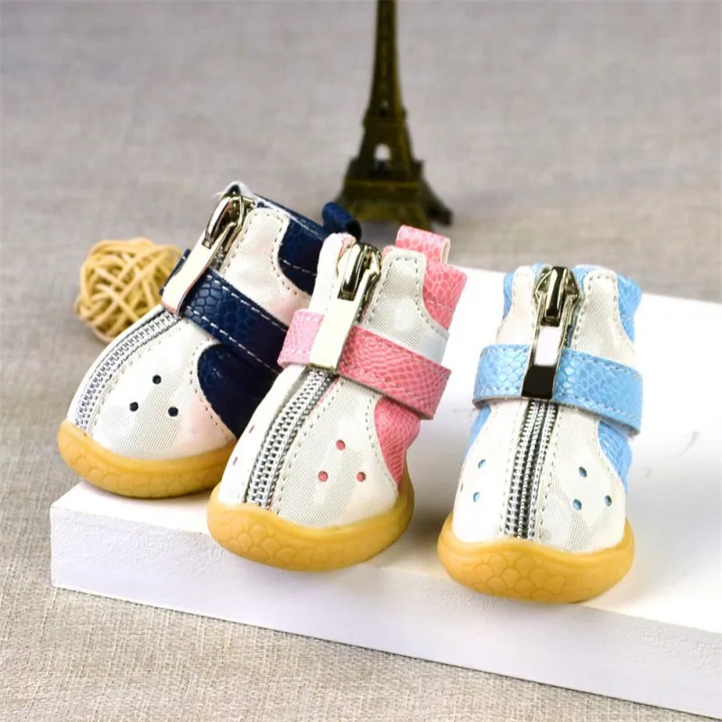 

WaterProof Pet PU Leather Fish Scales Pattern Shoes for Small Medium Dogs Puppy Autumn Winter Anti-slid Warm Shoes