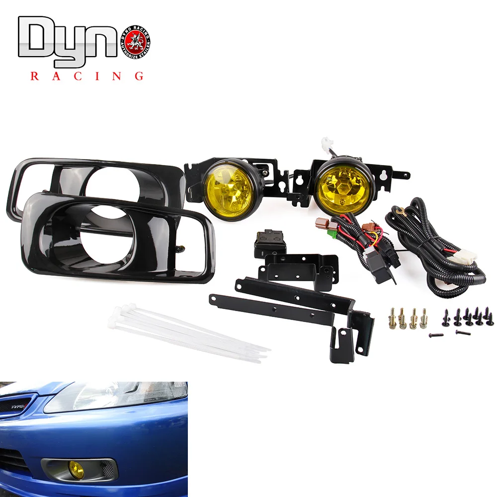 Yellow Fog Lights Lamps Kit Halogen Fit 99 00 For Honda Civic 2/3/4 dr