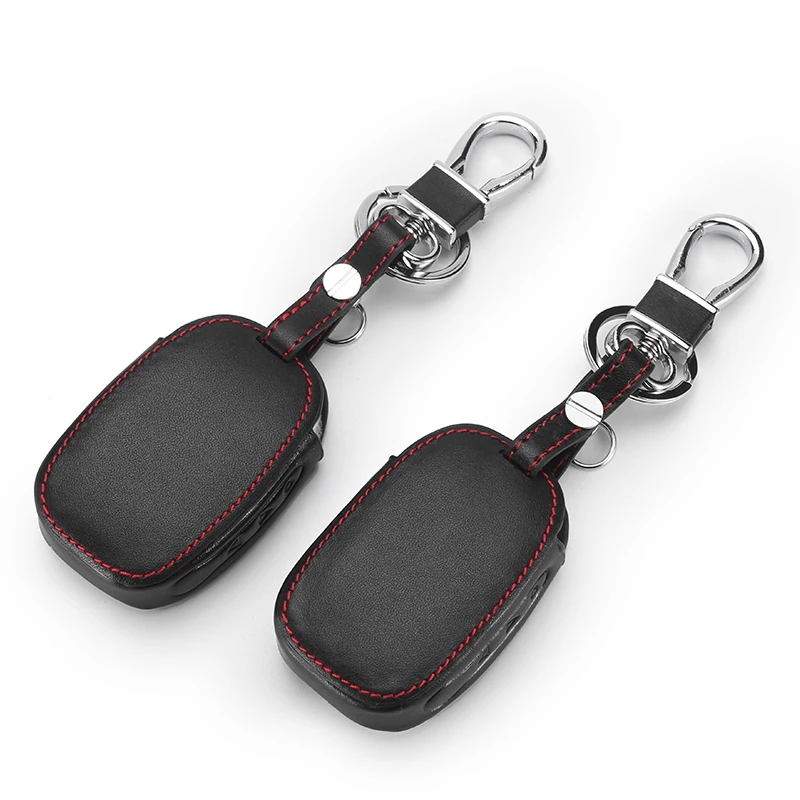 

B92 Leather Key Cases For StarLine B92 B62 B64 B95 LCD Alarm Remote Controller KeyChain Cover Car Styling with Key Ring