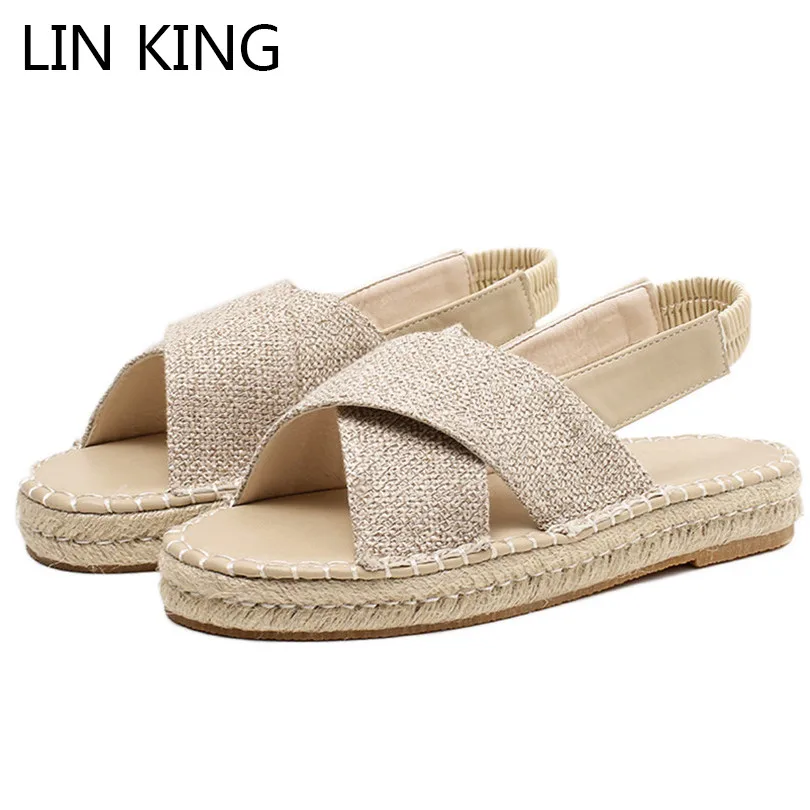 

LIN KING New Thick Sole Women Summer Sandals Fashion Knit Ladies Outdoor Anti Skid Single Shoes Comfortable Sandalias Femeninas
