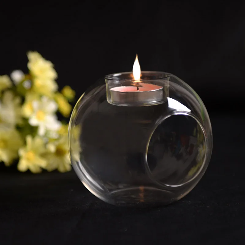 80/100/120mm Glass Crystal Glass Hanging Candle Holder Candlestick Home Wedding Party Dinner Decor Grass Candle Holder