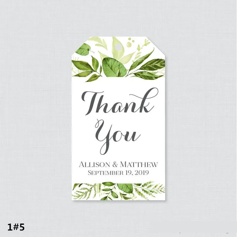 

120PCS Custom name Wedding Birthday Party Favor Gift Tags Greenery Favor Tags for Wedding Personalized Gift Tags Thank you card