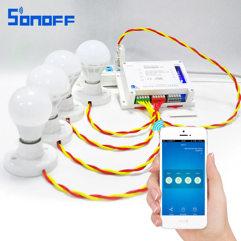 Sonoff 4CH Smart Пульт дистанционного Управления Беспроводной модуль коммутатора