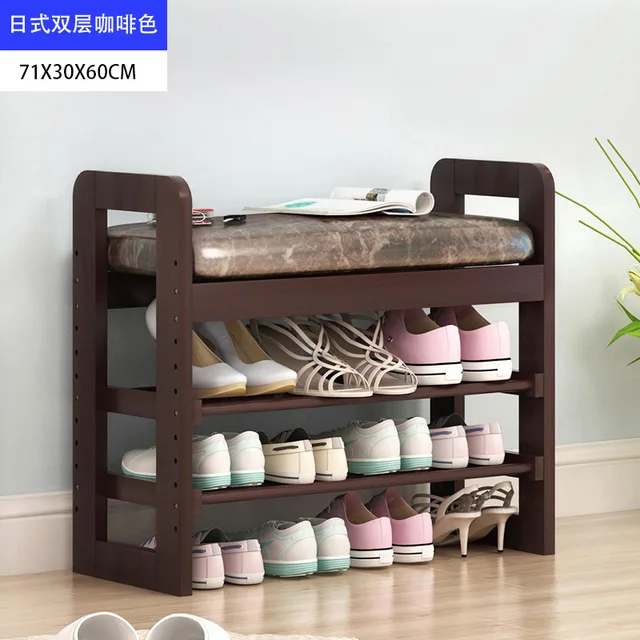 LK1689 Solid Wood Changing Shoe Bench Sofa Stool Simple Modern