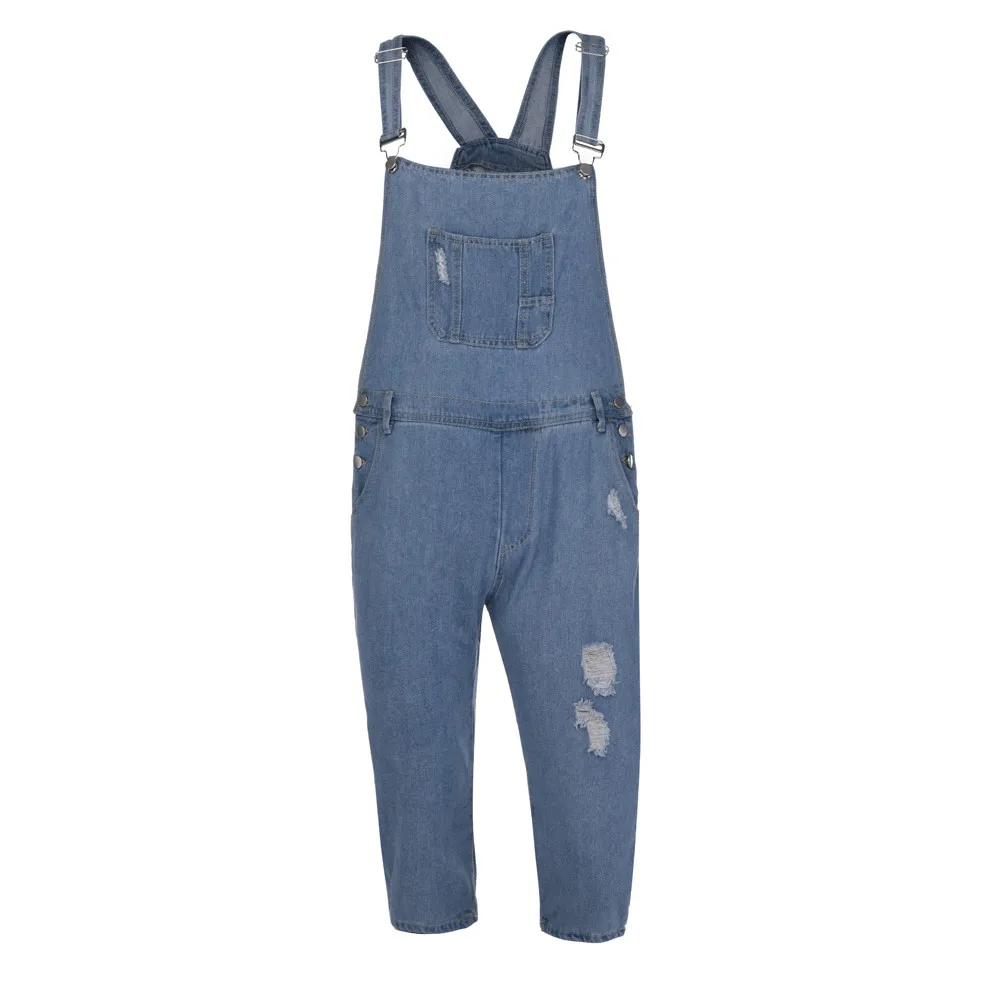 overalls jeans men knee length Men's Fashion Sleeveless Slim Fit Denim Jeans Dungarees Jumpsuit d90604