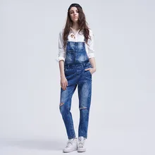 MORUANCLE женские джинсовые комбинезоны с высокой талией модные рваные джинсы комбинезоны для женщин рваные брюки на подтяжках Размер m-xxl