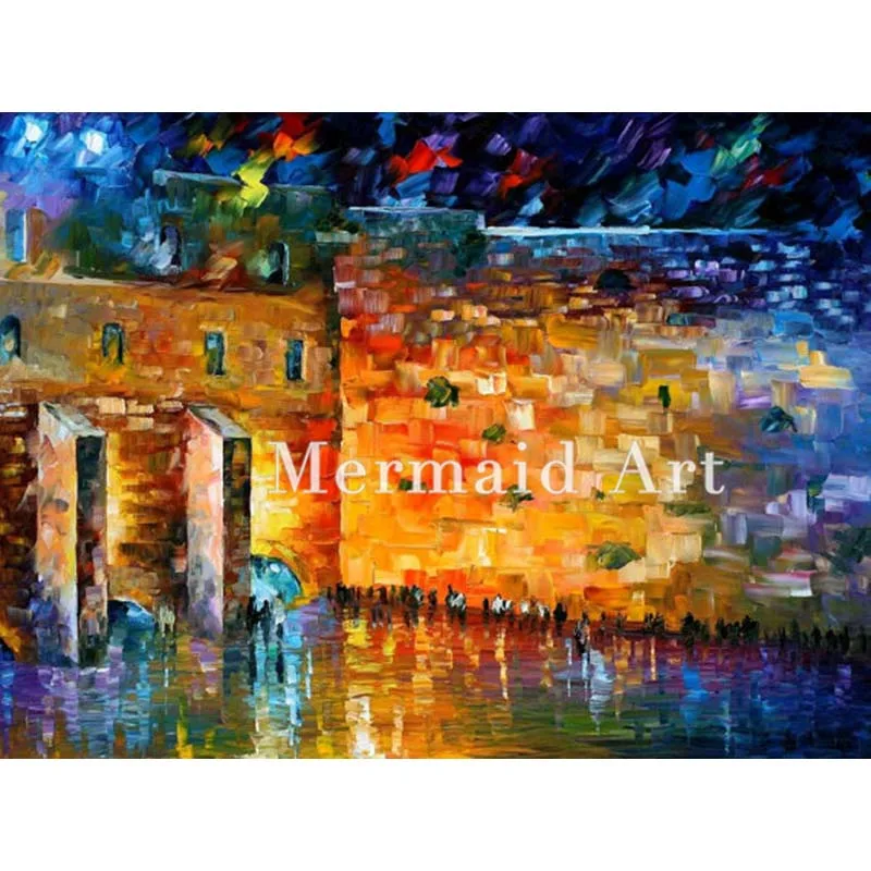 

Hand Painted Oil Painting Wailing Wall Jewish On Canvas For Abstract Palette Knife Painting Living Room Wall Decor Artwork Fine