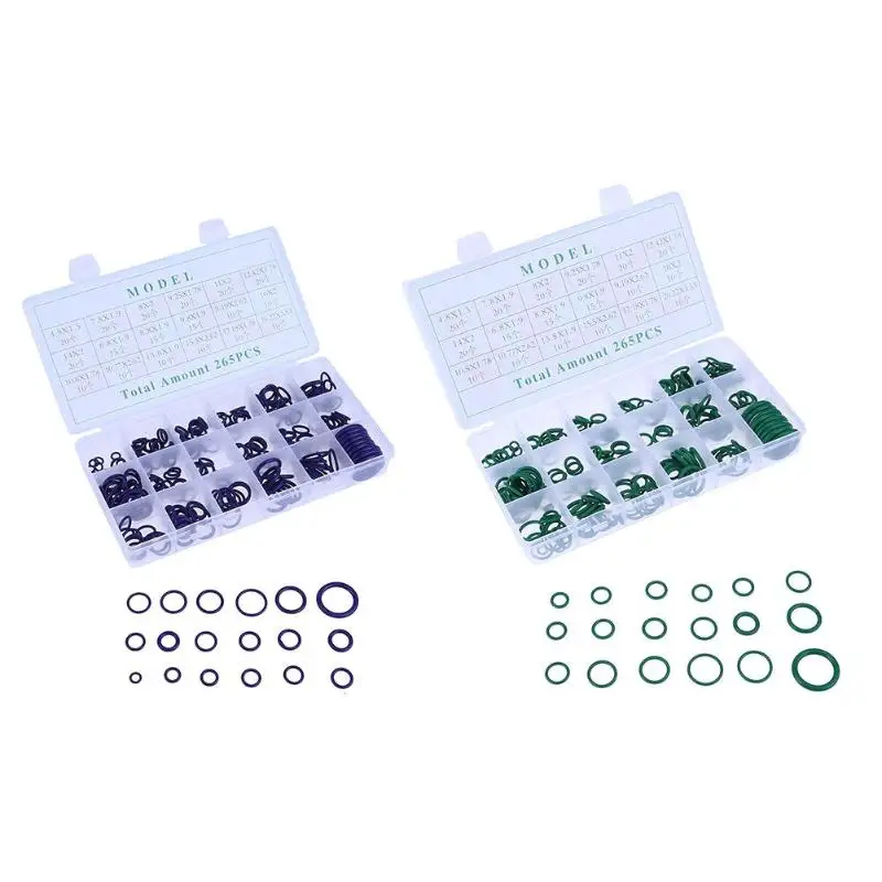 

265pcs 18Sizes boxed Assortment Kit Car Auto HNBR Air Conditioning Rubber O Ring Seals Set Tool Assortment Kit with Plastic Case