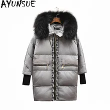 AYUNSUE, женское теплое зимнее пальто, женский пуховик с меховым воротником, пуховик на белом утином пуху, толстая парка с капюшоном, Mujer Casaco Inverno WXF295