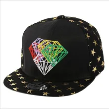 Quality 2016 New Trendy Women Men Fashion Diamond Style Baseball Cap Gold Star Navy Black Beauty HipHop Hat Summer Snapback Caps