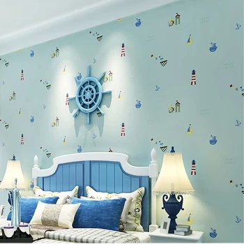 

Modern Simple Mediterranean 3D Cartoon Baby Boys Girls Kid's Room Bedroom Wallpaper Rolls For Wall Non-woven Embossed Wall Paper