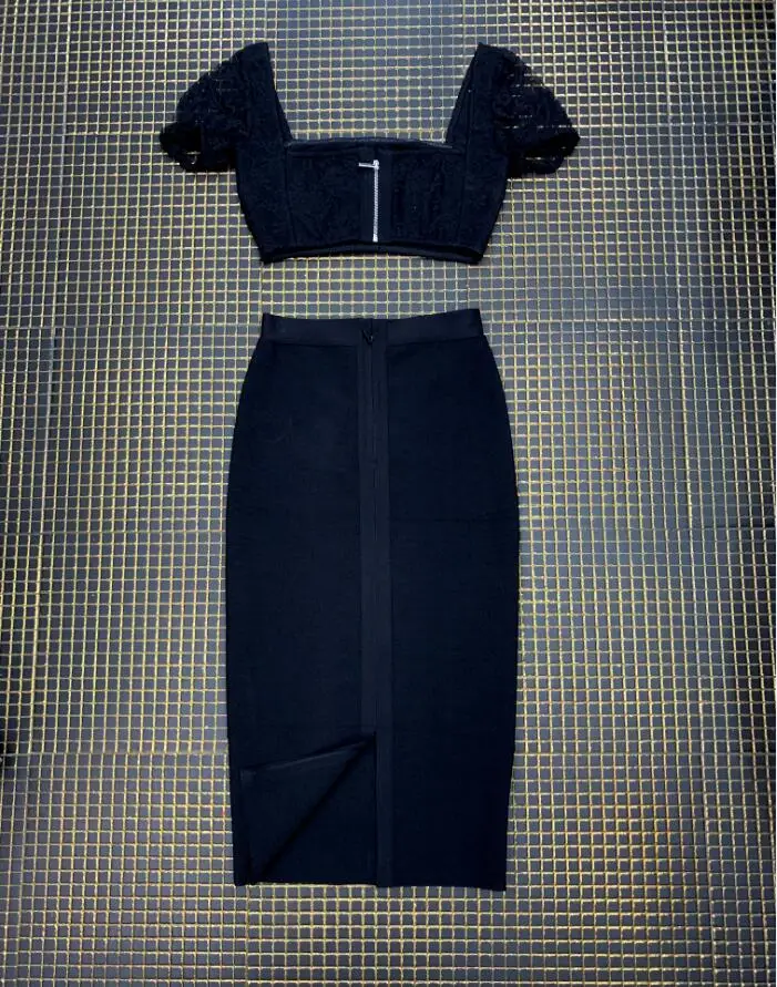 Новинка сексуальный черный кружевной бандажный топ с квадратным воротником