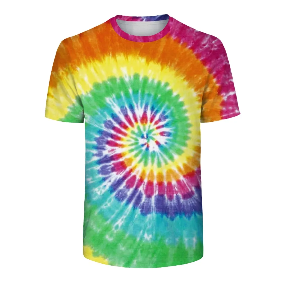

Men Women Tie Dye Hip Hop T-shirt 2019 Summer Rainbow Pastel Round Neck Men's Tshirts Tee Shirts EU size