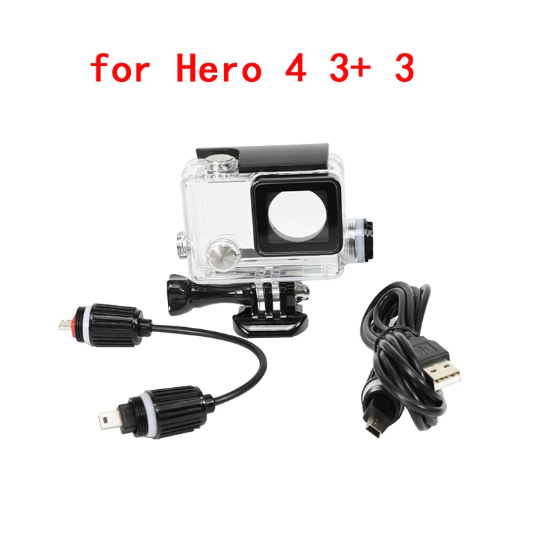 5200 мАч водонепроницаемый внешний аккумулятор+ Корпус скелета чехол с кабелем для Gopro Hero 4 3+ 3 камеры аксессуары для дайвинга - Цвет: Waterproof Case
