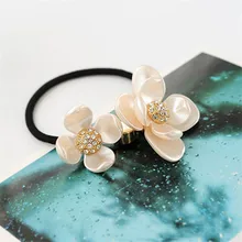 Sale 1Pc Women Korean Style Rhinestones Flower Tiara Rope Elastic Hairbands Rubber Band Crystal Fashion Hair Jewelry