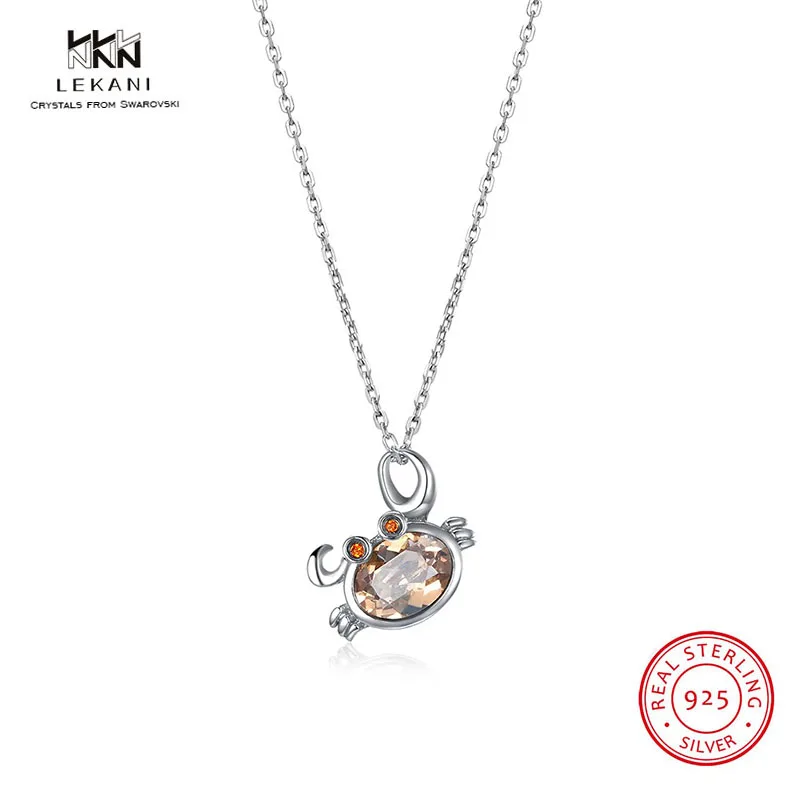 

LEKANI Crystals From Swarovski Necklace 925 Cancer Pendant Necklace Female Necklace 12 constellations Women Necklaces Jewelry