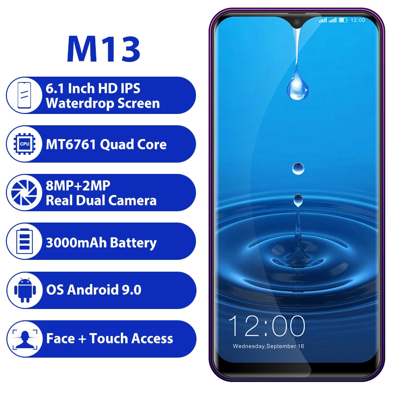 LEAGOO M13 смартфон с 6 1 дюймовым дисплеем четырёхъядерным процессором MTK6761 ОЗУ 4 Гб