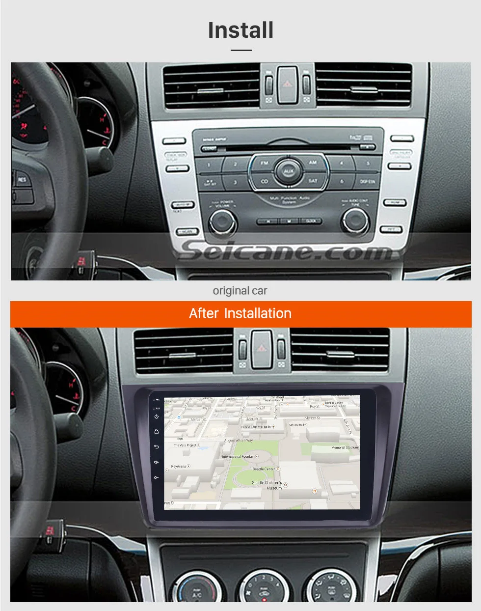 Best Seicane 9 inch 1080P Android 8.1 Car Radio GPS Navi Unit Player For 2008 2009 2010 2011-2015 Mazda 6 Rui wing RAM 1GB 3