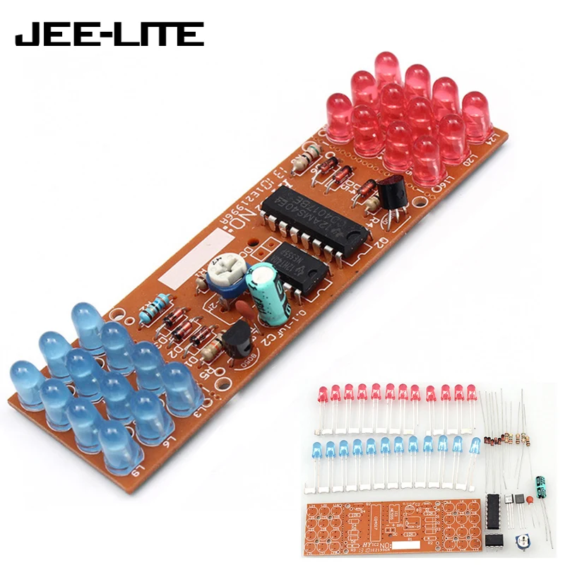 

Red Blue Double Color Flashing Lights DIY Kit Strobe NE555 + CD4017 Electronic Practice Learning Kits Suite Parts Gift