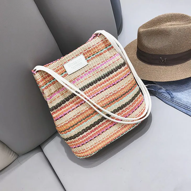 New Summer Beach Women Handbag INS Popular Female Casual Straw Bags Large Lady Travel Shoulder Bag Handmade Knitted Tote SS3344 (4)