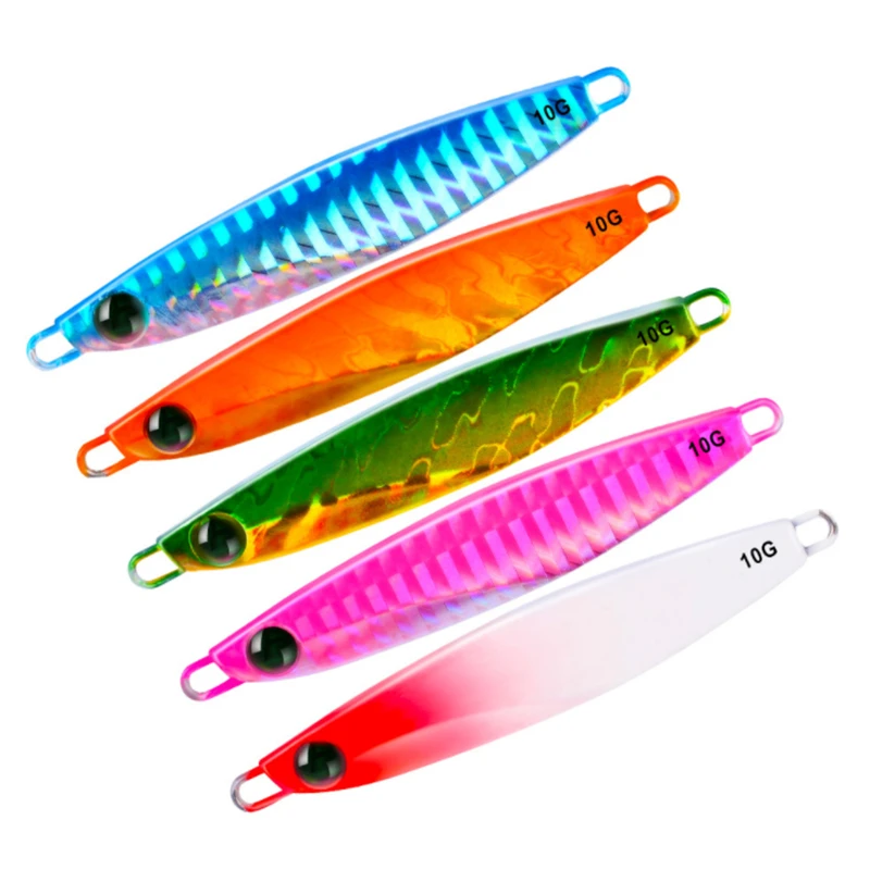 

5pcs Mixed Size(7g+10g+14g+17g+21g) Metal Jig Slow shake Fishing Lure Iron Plate Long shot Laser Baits Boat Jig For Sea Finshing