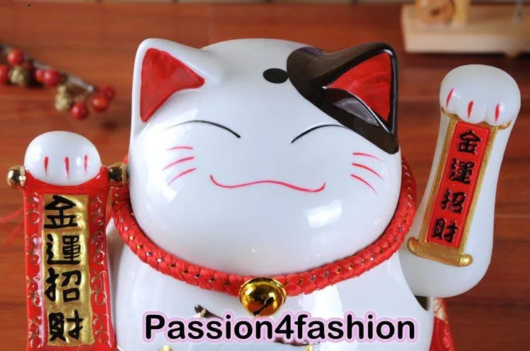 Maneki Neko Lucky Cat развевающийся лапой керамический улыбающееся лицо милый богатство удача орнамент Электрический негабаритный подарок