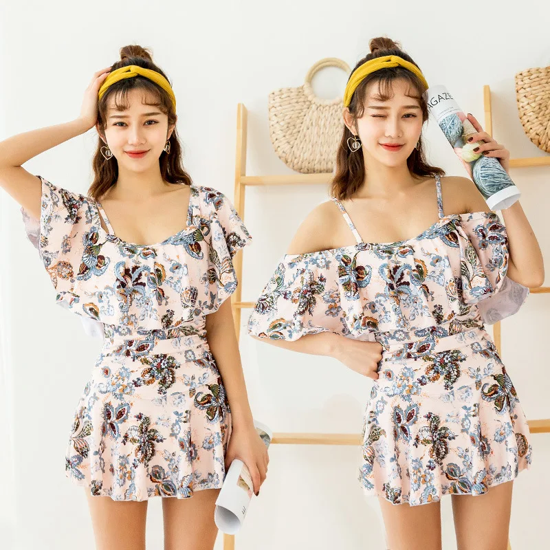 

Women's Sport Suits One Piece Swimming Suit Swimwear Plus Size Women Bathing Woman Sexy 2018 Skirt Korea Push Up Swimsuit Print