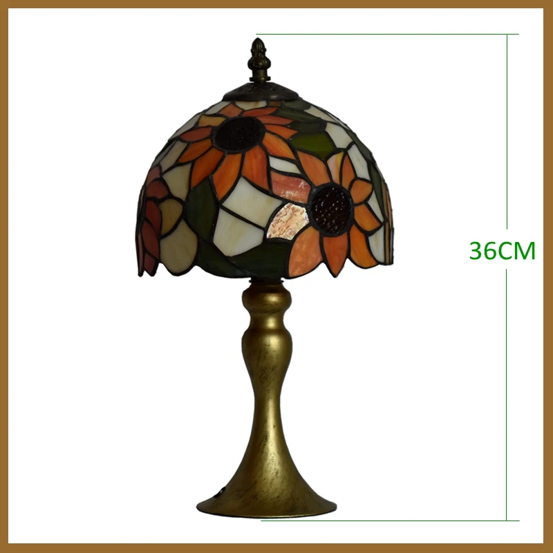 Тиффани стиль лампы Подсолнечник ночник 8 дюймов маленький витражный стеклянный стол настольная лампа освещение 15 дюймов Высота антикварная распродажа