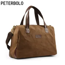 

Peterbolo Men Canvas Shoulder Bag Big Vintage Handbag Fashion Travel Daypack Simplicity Solid Duffle Bag 2 Colors Available