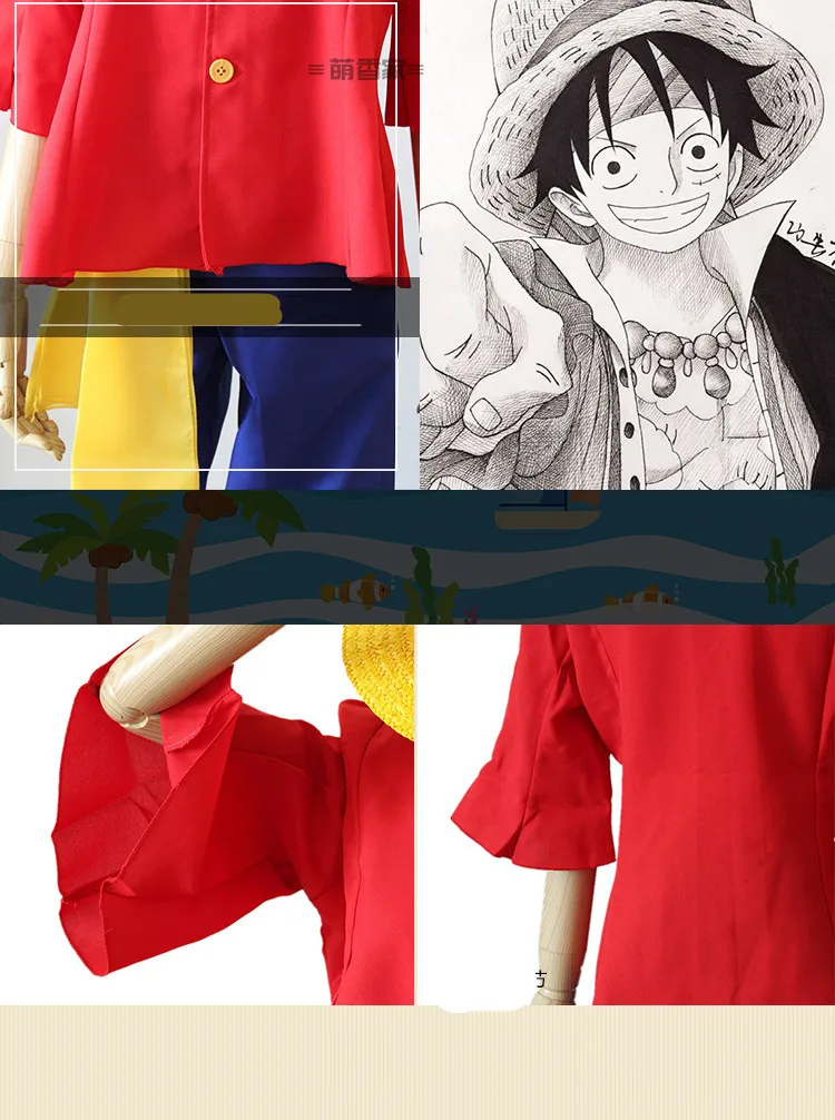 Японское аниме one piece Monkey D. Luffy костюм Comic con ролевые игры Косплей Луффи одежда с шляпой