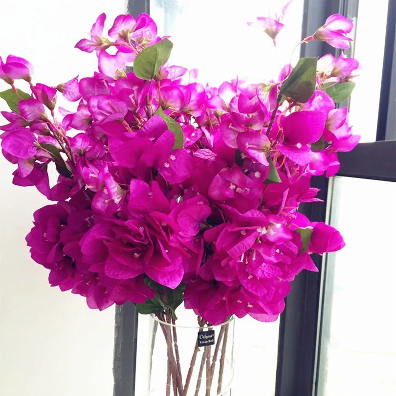 

6pcs Silk Bougainvillea Tree Branches Artificial Hot pink color Fake Bougainvillea spectabilis Flower 31.5"